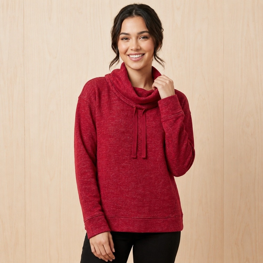 Lauren Jeans Co Ralph Lauren Cowl Neck Sweatshirt‎ Red Heathered Pullover M